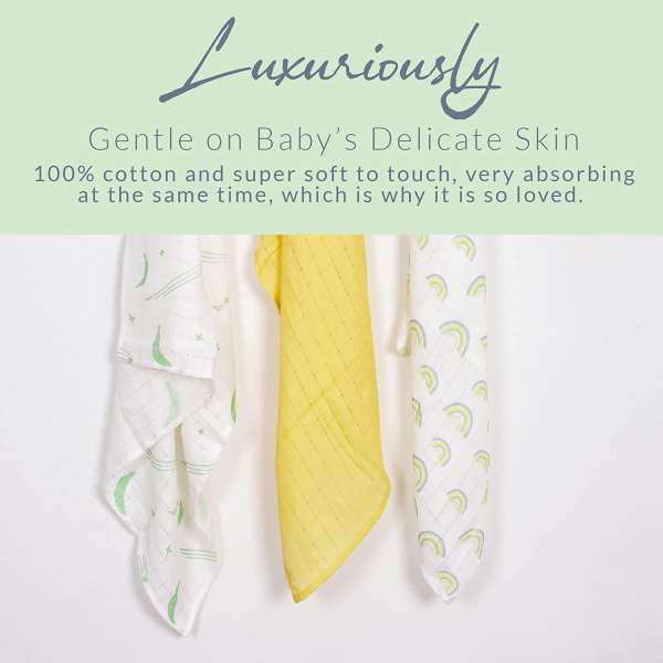 Homy Textiles Muslin Cloths for Baby, Unisex Muslin Burp Cloths for New Borns, Soft, Breathable, and Absorbent Pure Cotton Muslin Squares, Ideal Baby Cloth, Washcloth, and Bib, 80 x 80 cm, 3-Pack - Image 4