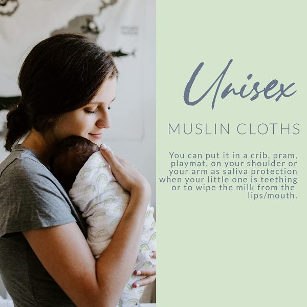 Homy Textiles Muslin Cloths for Baby, Unisex Muslin Burp Cloths for New Borns, Soft, Breathable, and Absorbent Pure Cotton Muslin Squares, Ideal Baby Cloth, Washcloth, and Bib, 80 x 80 cm, 3-Pack - Image 6