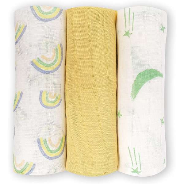 Homy Textiles Muslin Cloths for Baby, Unisex Muslin Burp Cloths for New Borns, Soft, Breathable, and Absorbent Pure Cotton Muslin Squares, Ideal Baby Cloth, Washcloth, and Bib, 80 x 80 cm, 3-Pack