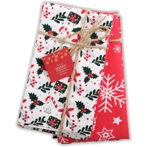 Homy Textiles - 100% cotton Christmas Tea Towels Set, Kitchen Towels, Christmas cotton Napkins