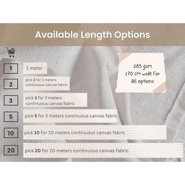 Canvas Fabric 10 Oz 100% Cotton Fabric Canvas Material 280 GSM 67" Width Cotton Canvas Fabric by The Metre (2) - Image 2